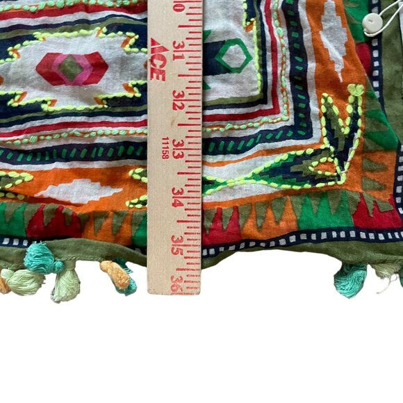 Farm Rio Beaded Fringe Banana Sarong Wrap Scarf Boho Beach - Picture 3 of 8